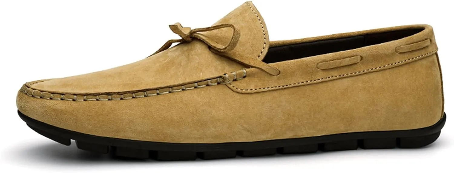Loafer Shoes for Men Suede Bow-Knot Tassel Stitching Flexible Moccasins Shoes Flexible Anti-Slip Flat Heel Resistant Lightweight Walking Slip On for Any Attire