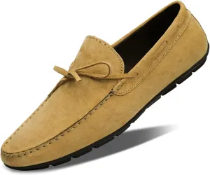 Loafer Shoes for Men Suede Bow-Knot Tassel Stitching Flexible Moccasins Shoes Flexible Anti-Slip Flat Heel Resistant Lightweight Walking Slip On for Any Attire