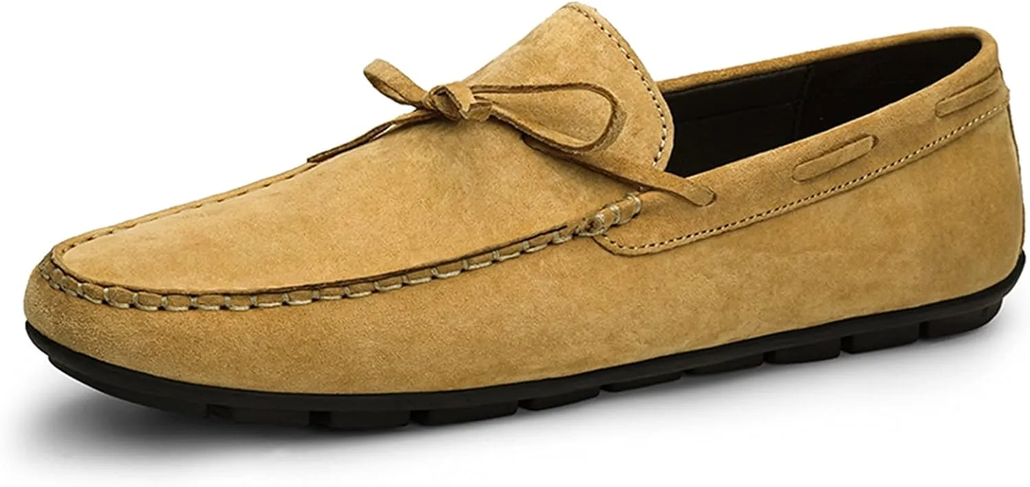 Loafer Shoes for Men Suede Bow-Knot Tassel Stitching Flexible Moccasins Shoes Flexible Anti-Slip Flat Heel Resistant Lightweight Walking Slip On for Any Attire