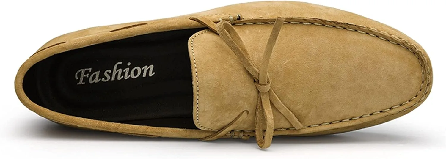Loafer Shoes for Men Suede Bow-Knot Tassel Stitching Flexible Moccasins Shoes Flexible Anti-Slip Flat Heel Resistant Lightweight Walking Slip On for Any Attire