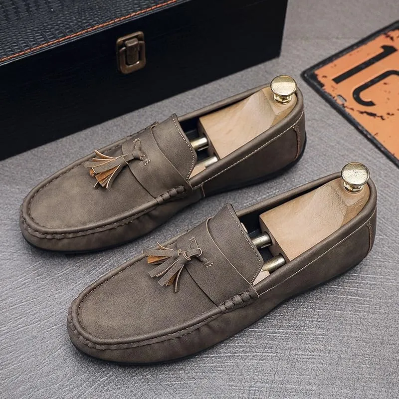 Loafers for Men PU Leather with Tassel Penny Loafers Lightweight Anti-Slip Flexible Classic Slip-ons