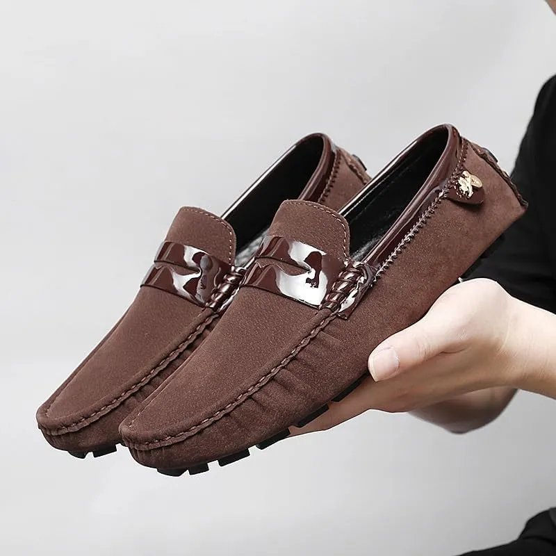 Loafers for Men Round Toe PU Leather Penny Driving Loafers Flexible Lightweight Flat Heel Classic Prom Slip On