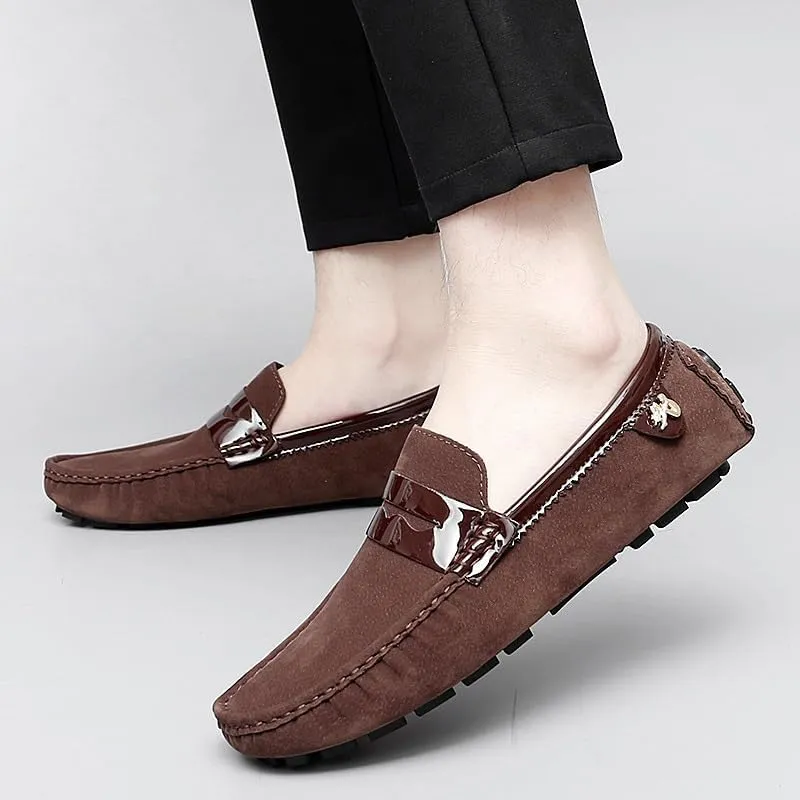 Loafers for Men Round Toe PU Leather Penny Driving Loafers Flexible Lightweight Flat Heel Classic Prom Slip On