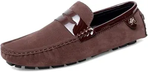 Loafers for Men Round Toe PU Leather Penny Driving Loafers Flexible Lightweight Flat Heel Classic Prom Slip On