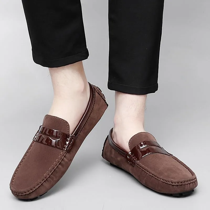 Loafers for Men Round Toe PU Leather Penny Driving Loafers Flexible Lightweight Flat Heel Classic Prom Slip On