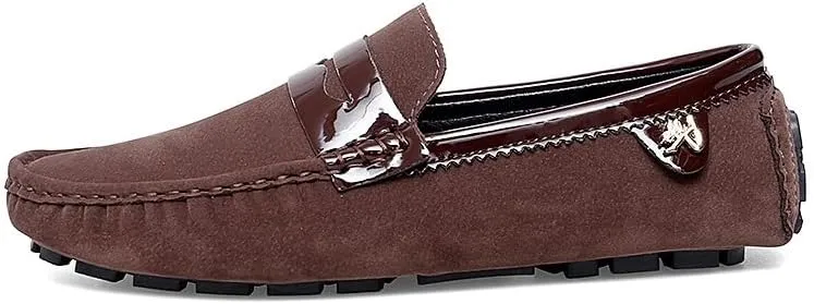 Loafers for Men Round Toe PU Leather Penny Driving Loafers Flexible Lightweight Flat Heel Classic Prom Slip On