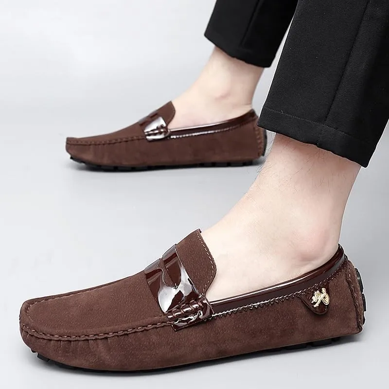 Loafers for Men Round Toe PU Leather Penny Driving Loafers Flexible Lightweight Flat Heel Classic Prom Slip On