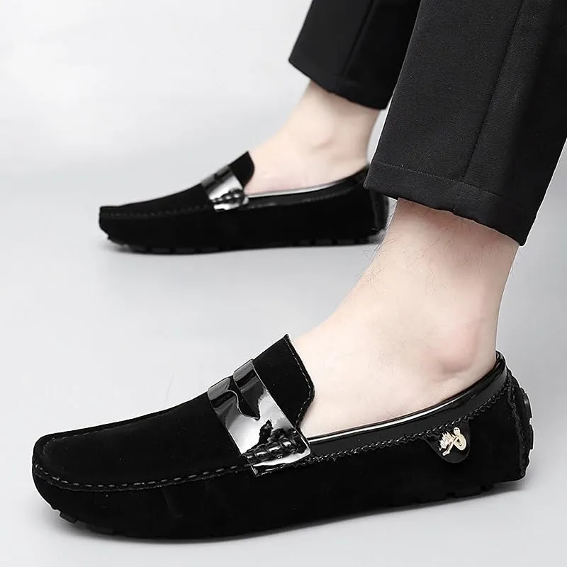 Loafers for Men Round Toe PU Leather Penny Driving Loafers Flexible Lightweight Flat Heel Classic Prom Slip On