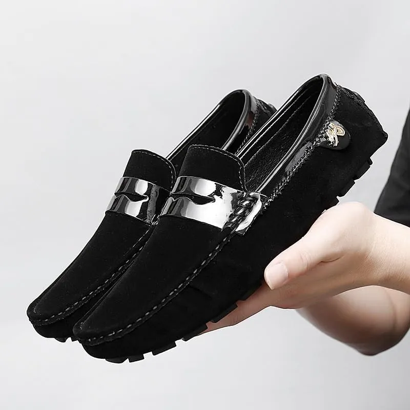 Loafers for Men Round Toe PU Leather Penny Driving Loafers Flexible Lightweight Flat Heel Classic Prom Slip On