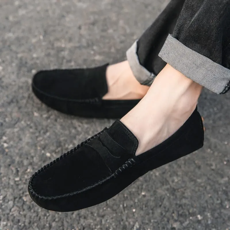 Loafers for Men Round Toe Suede Penny Driving Loafers Resistant Lightweight Flexible Casual Slip On