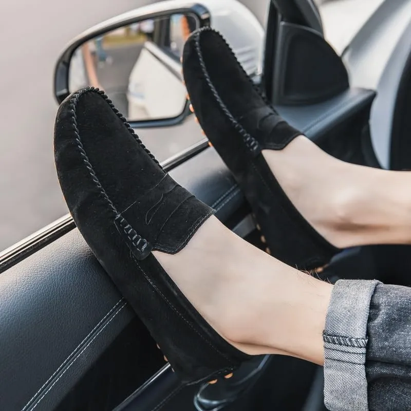 Loafers for Men Round Toe Suede Penny Driving Loafers Resistant Lightweight Flexible Casual Slip On