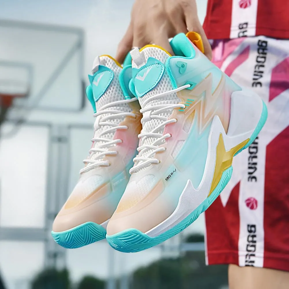 MAUGELY Men's Women's Breathable Basketball Shoes Students Sports Causal Outdoor Non-Slip Sneakers for Couple