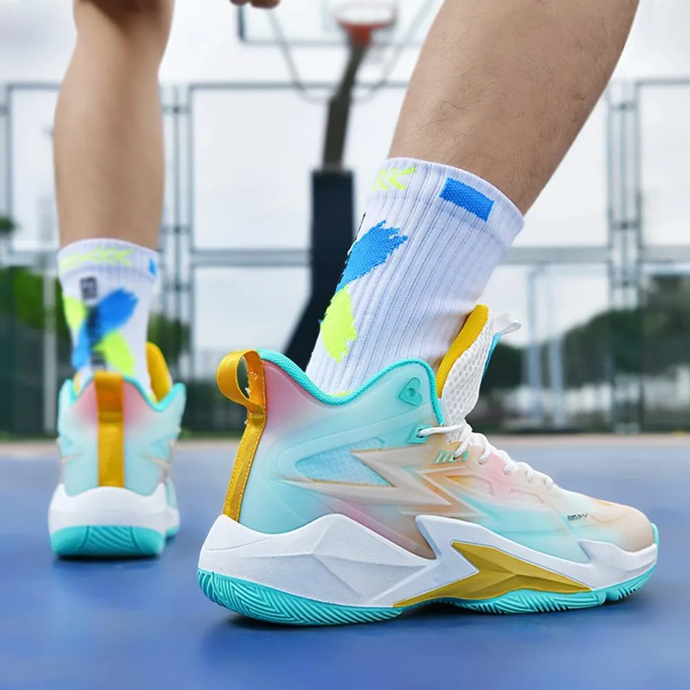 MAUGELY Men's Women's Breathable Basketball Shoes Students Sports Causal Outdoor Non-Slip Sneakers for Couple