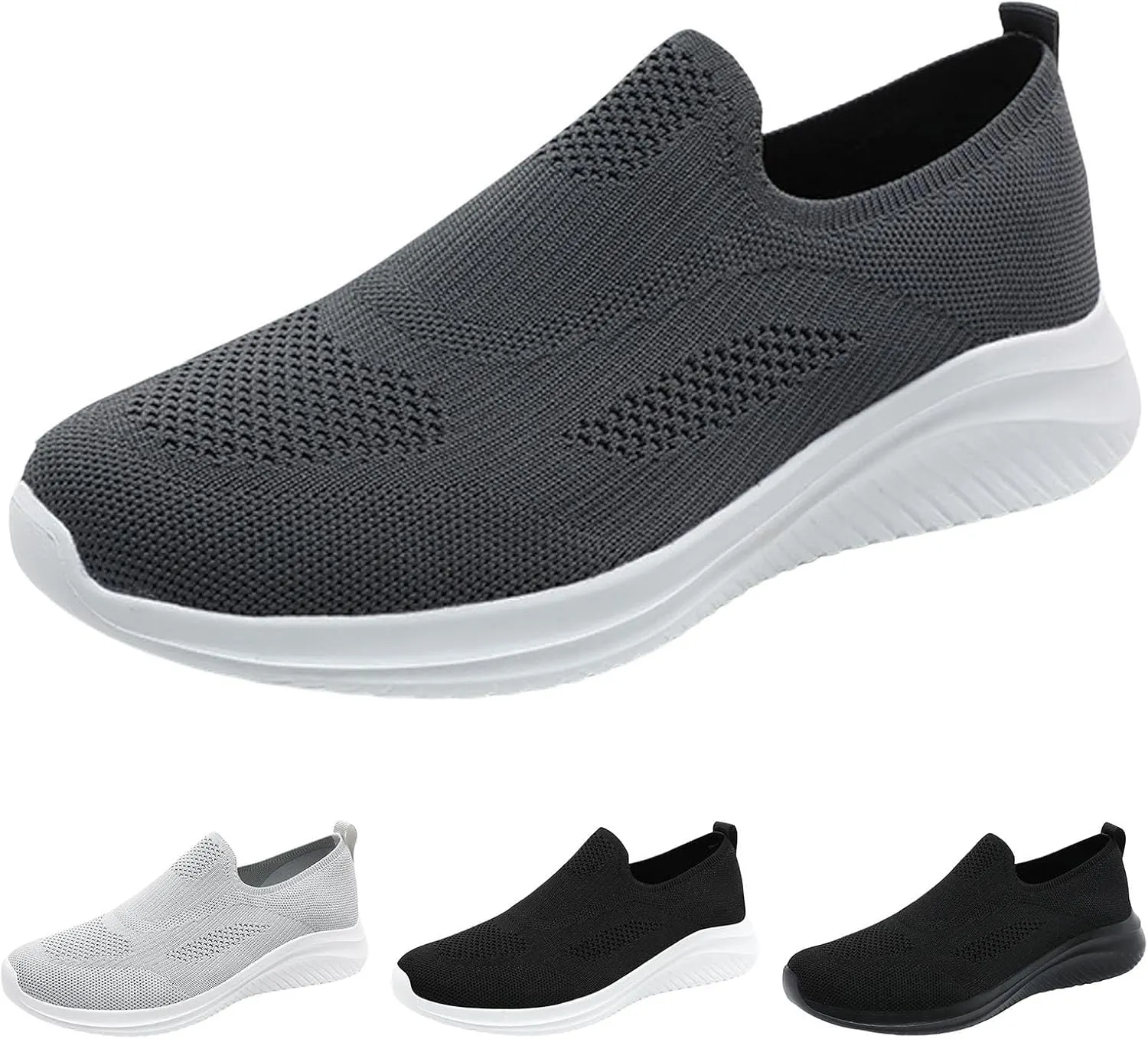 Memory Foam Versatile Shoes for Men Comfortable Breathable Stretch Canvas Slip on Sneaker Breathable Work Shoes