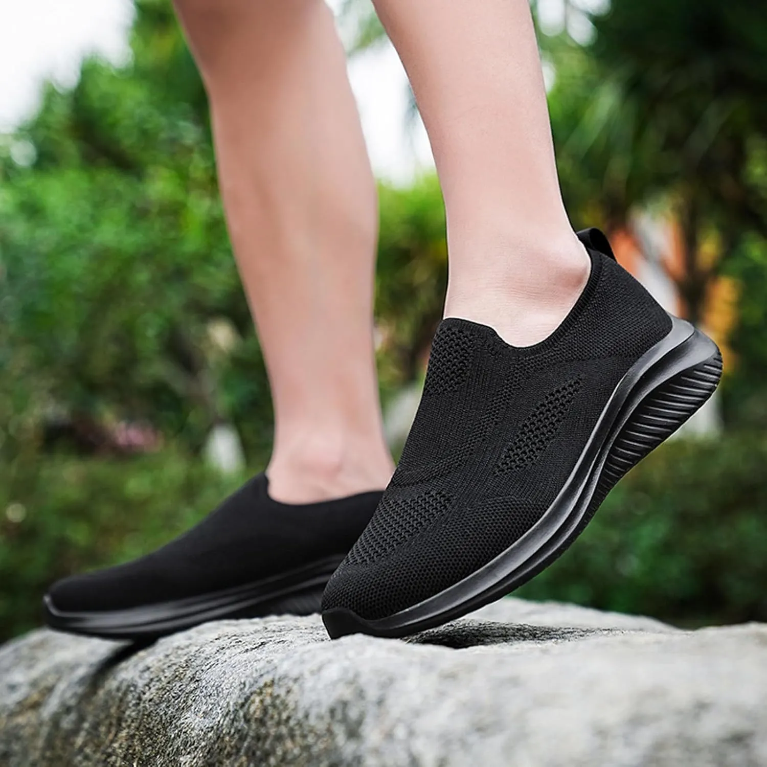 Memory Foam Versatile Shoes for Men Comfortable Breathable Stretch Canvas Slip on Sneaker Breathable Work Shoes