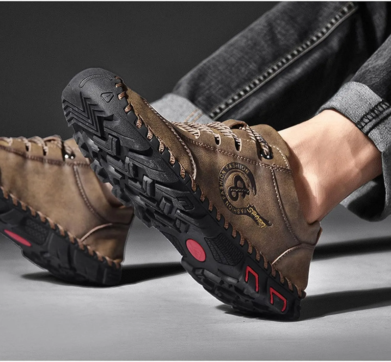 Men Black Sneakers Fashion Retro Lace up Lightweight Walking Shoes Hiking Outdoor Drivering Shoe Footwear