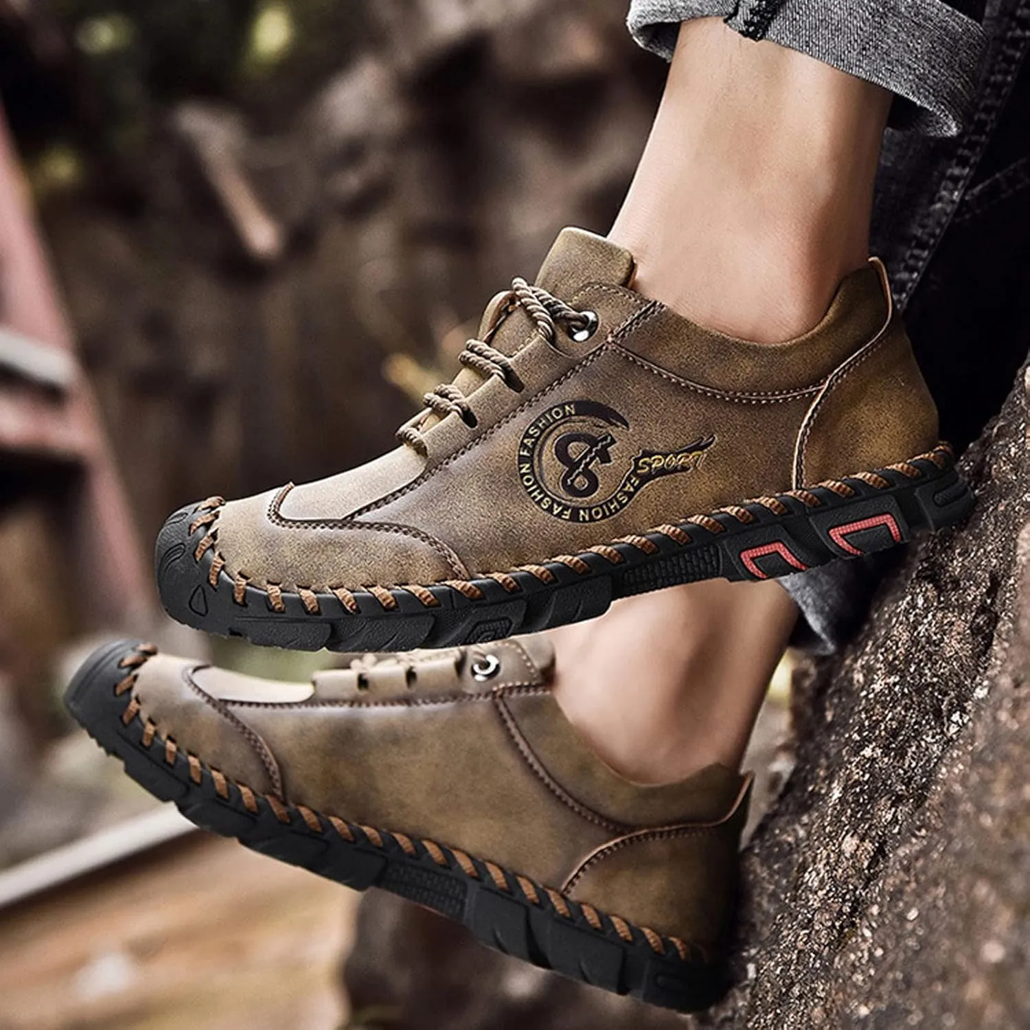 Men Black Sneakers Fashion Retro Lace up Lightweight Walking Shoes Hiking Outdoor Drivering Shoe Footwear