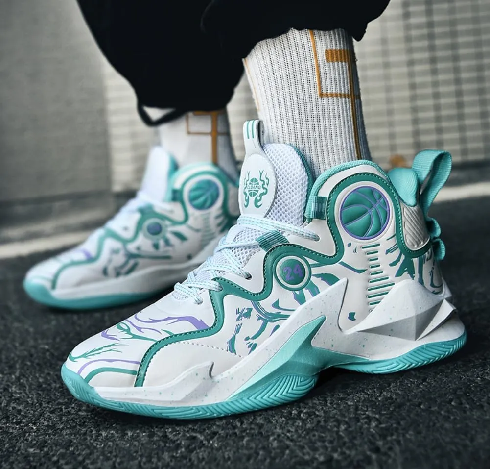 Men Women Basketball Shoes Fashion Printed Sneakers Lightweight Athletic Sneakers for Fitness Training Breathable Non-Slip Sport Shoe