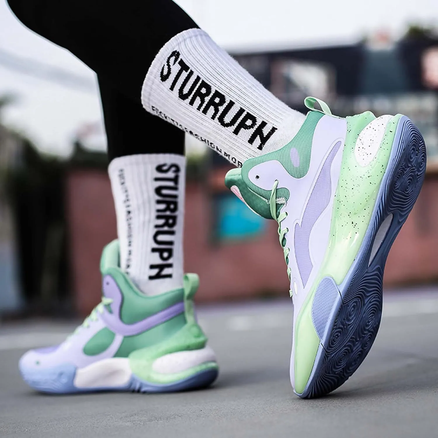 Men Women Non-Slip Basketball Shoes Fashion Breathable Sneakers Cushioning Rebound Sports Running Shoes Street Walking Casual Sports Basketball Shoes