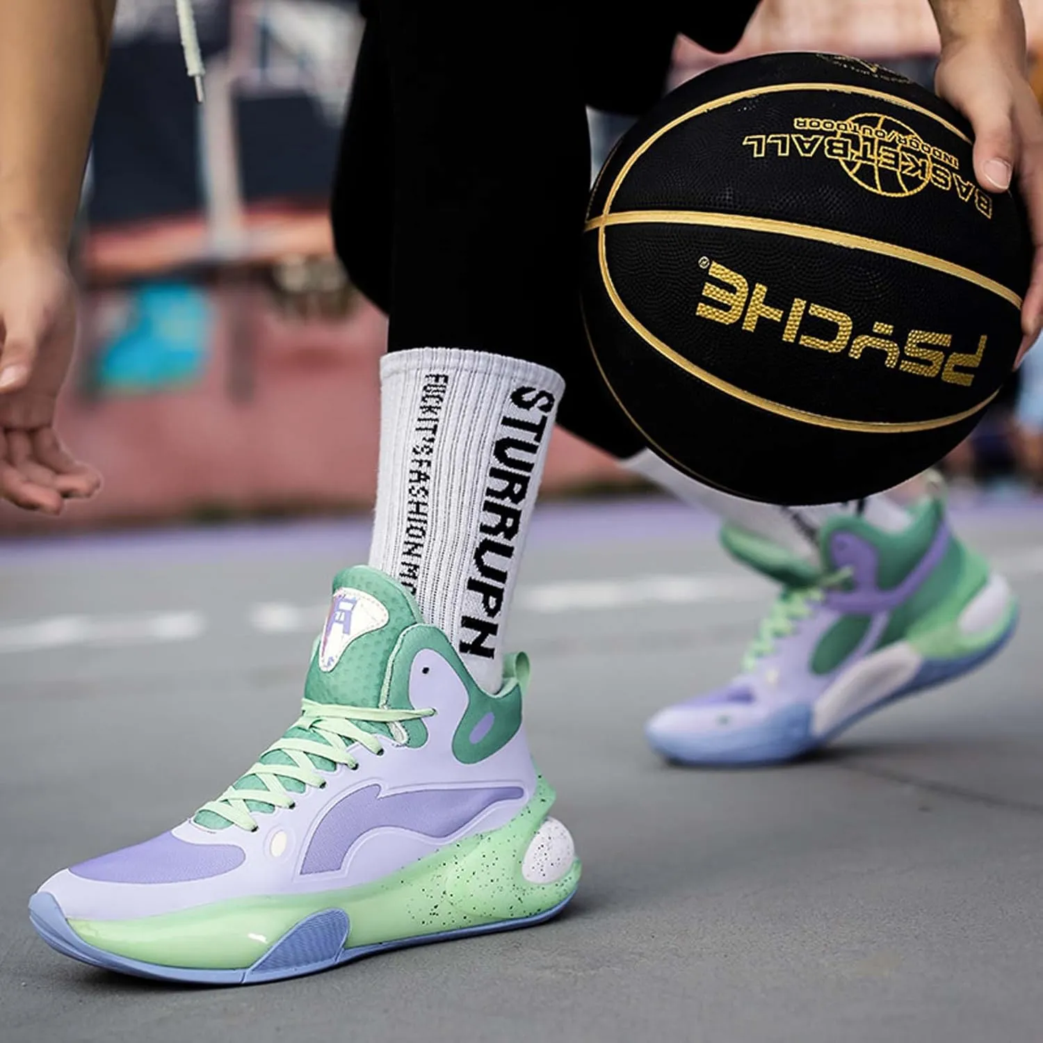 Men Women Non-Slip Basketball Shoes Fashion Breathable Sneakers Cushioning Rebound Sports Running Shoes Street Walking Casual Sports Basketball Shoes