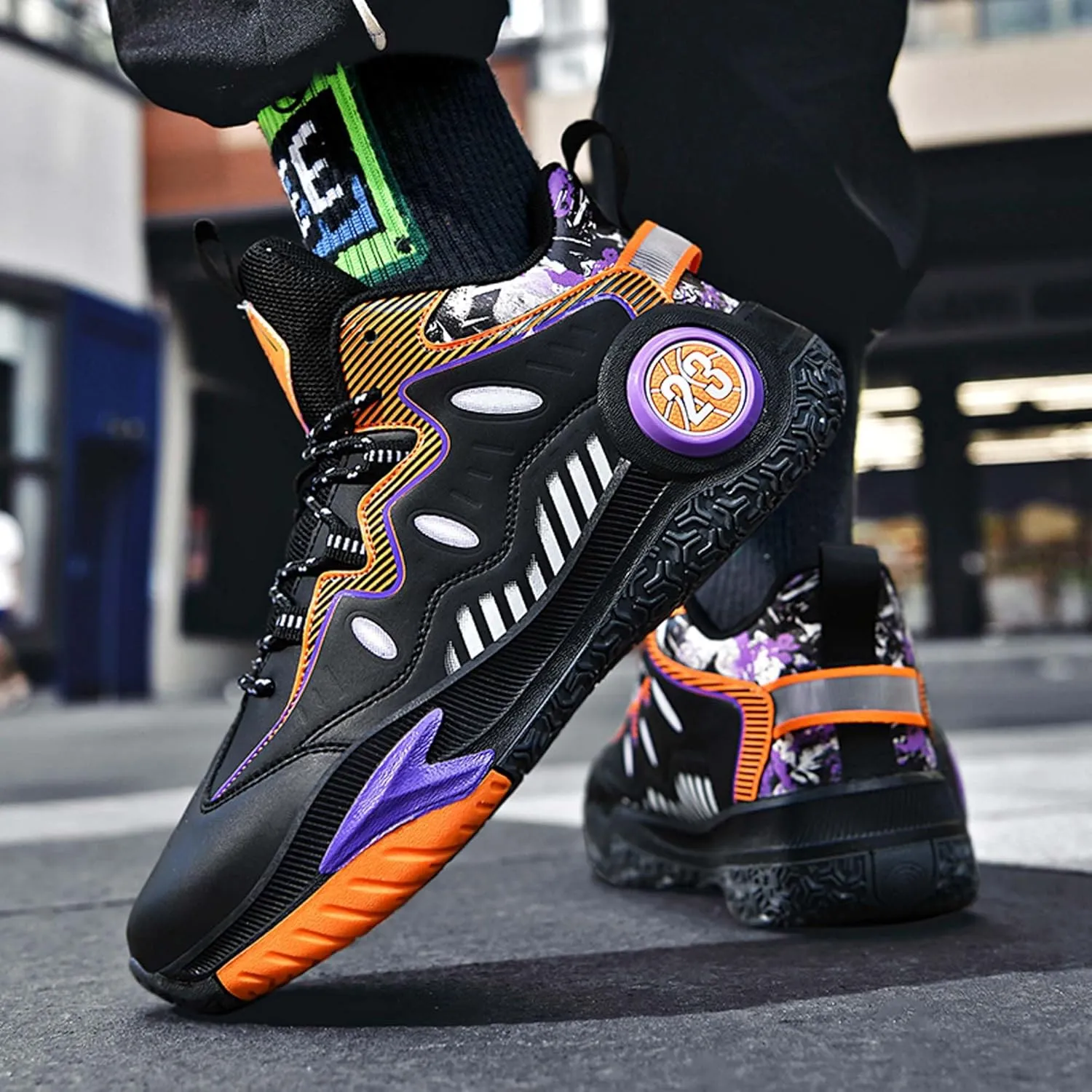 Mens and Womens Mid Top Lace Up Basketball Sneakers Non Slip and Breathable Running Shoes Wear Resistant Outdoor Travel Shoes Lightweight Carrying Fitness Training Shoes Badminton Sneakers