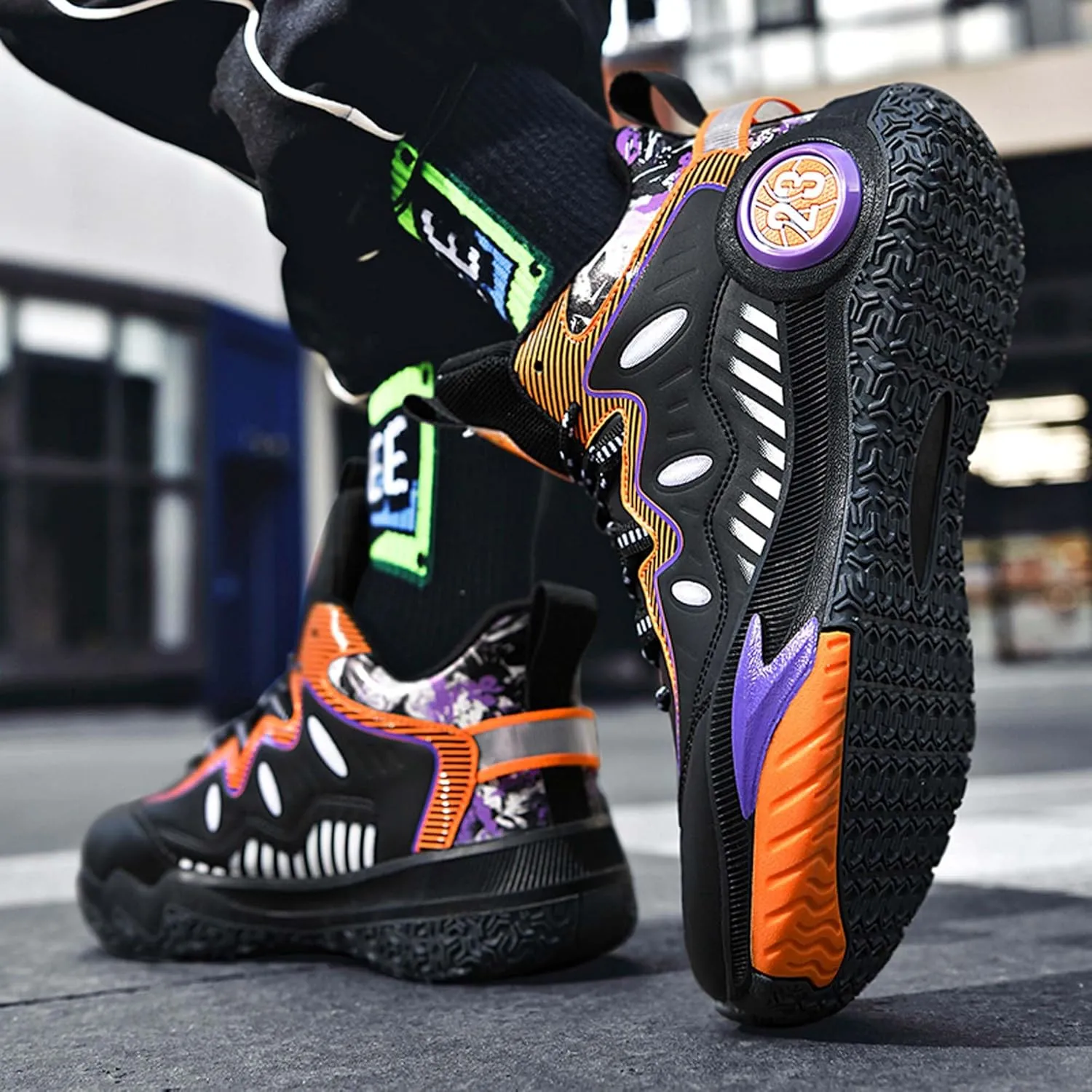 Mens and Womens Mid Top Lace Up Basketball Sneakers Non Slip and Breathable Running Shoes Wear Resistant Outdoor Travel Shoes Lightweight Carrying Fitness Training Shoes Badminton Sneakers