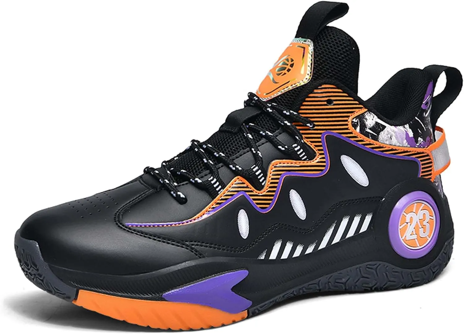 Mens and Womens Mid Top Lace Up Basketball Sneakers Non Slip and Breathable Running Shoes Wear Resistant Outdoor Travel Shoes Lightweight Carrying Fitness Training Shoes Badminton Sneakers