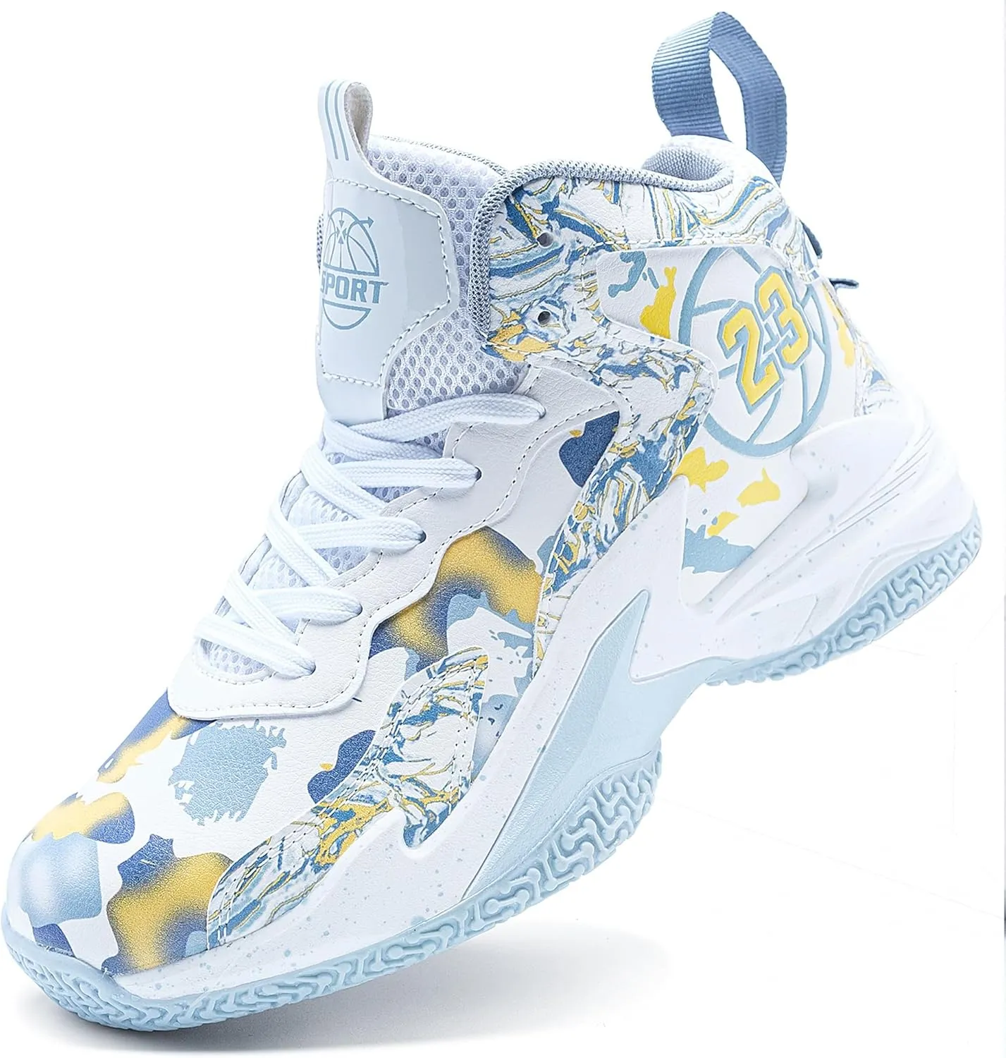 Men's Basketball Shoes Breathable Anti Slip Fashionable Graffiti Training Shoes Outdoor Shoes