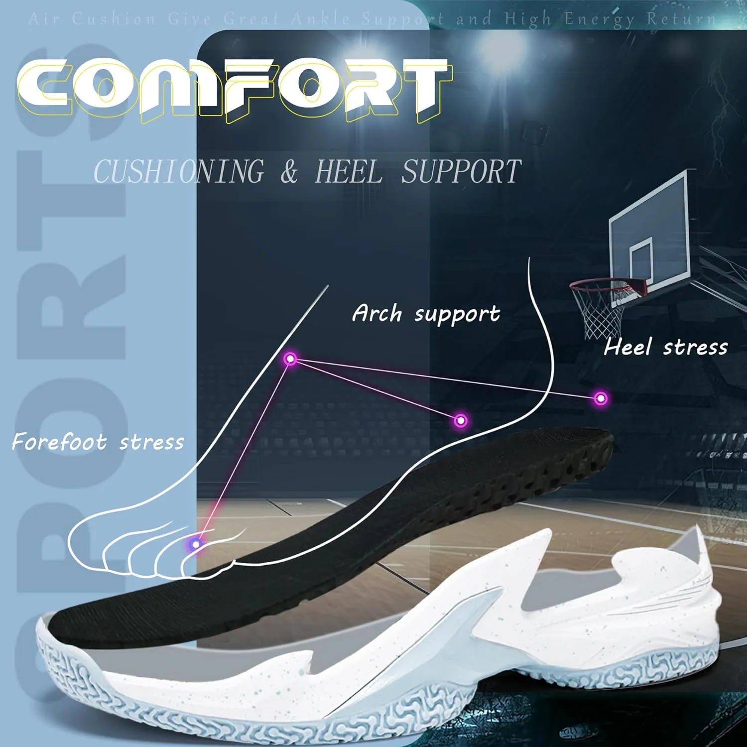 Men's Basketball Shoes Breathable Anti Slip Fashionable Graffiti Training Shoes Outdoor Shoes
