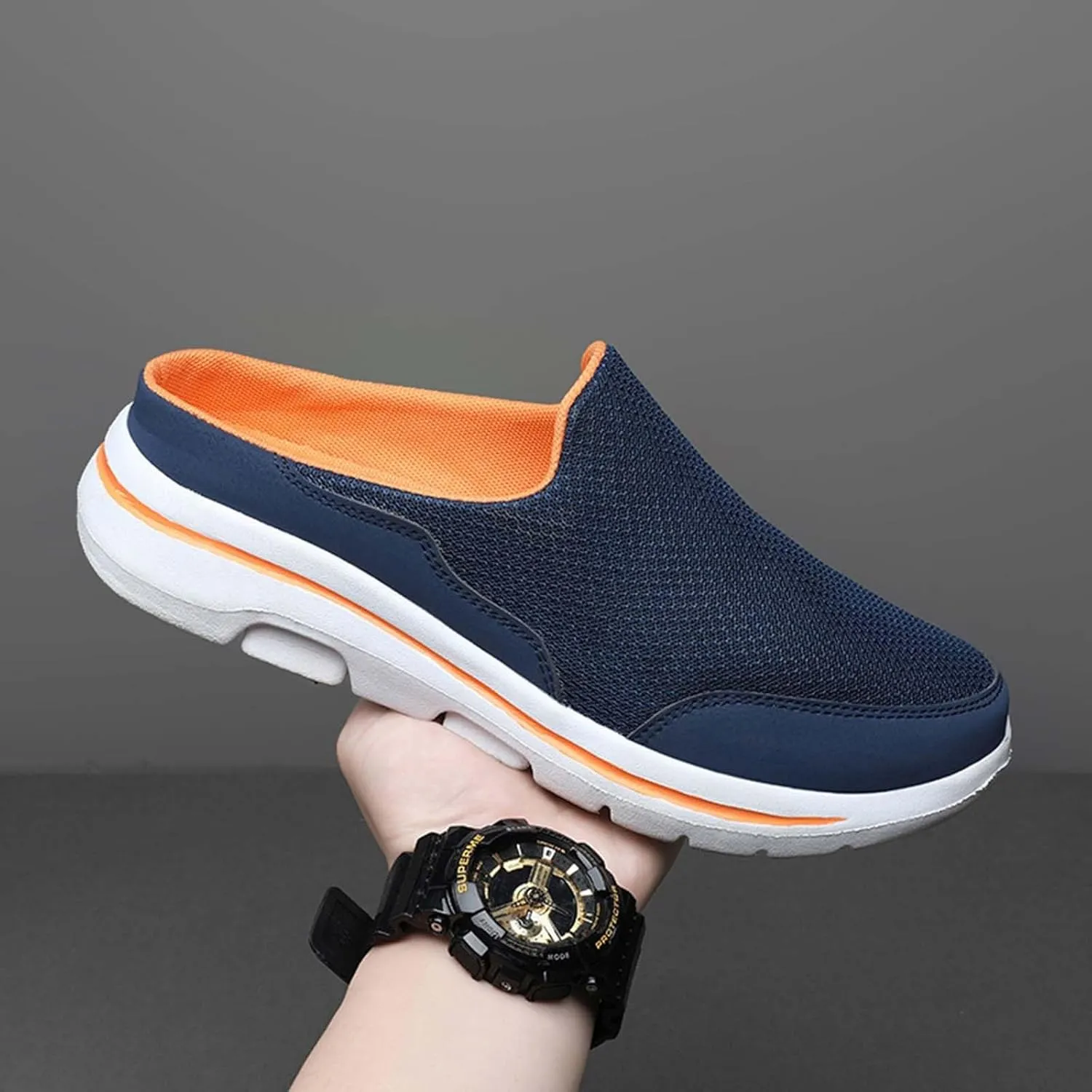 Men's Breathable Barefoot Shoes Soft Flat Soled Slip On Mesh Heelless Walking Shoes Business Casual Shoes