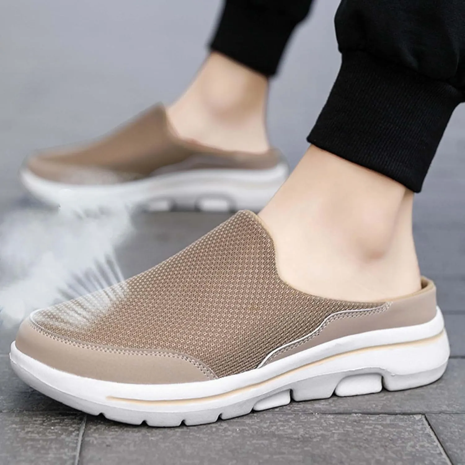 Men's Breathable Barefoot Shoes Soft Flat Soled Slip On Mesh Heelless Walking Shoes Business Casual Shoes