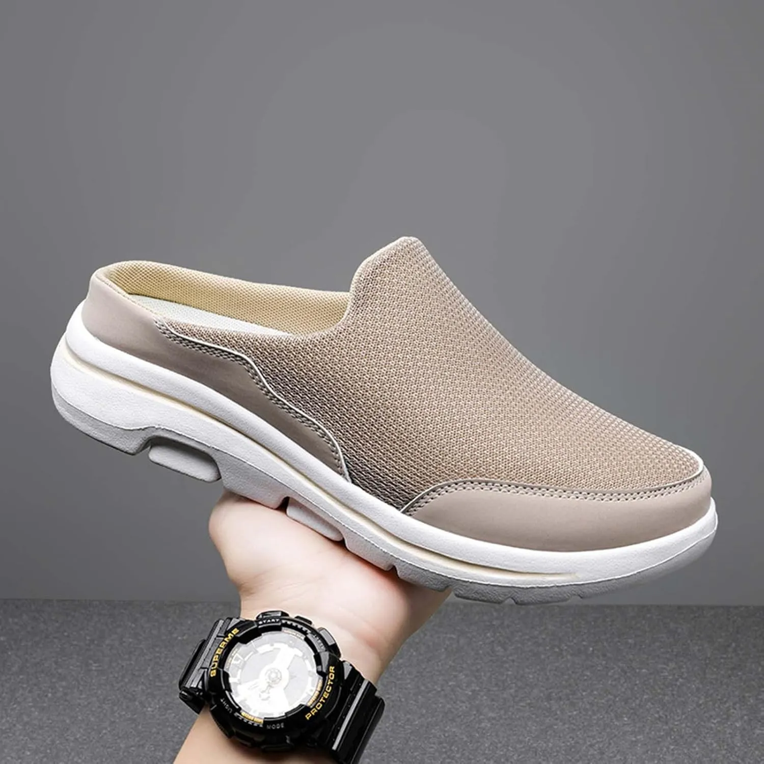 Men's Breathable Barefoot Shoes Soft Flat Soled Slip On Mesh Heelless Walking Shoes Business Casual Shoes