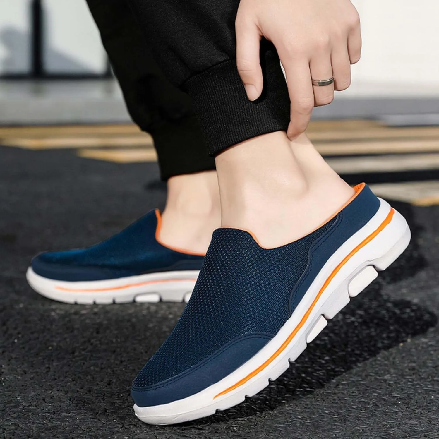 Men's Breathable Barefoot Shoes Soft Flat Soled Slip On Mesh Heelless Walking Shoes Business Casual Shoes