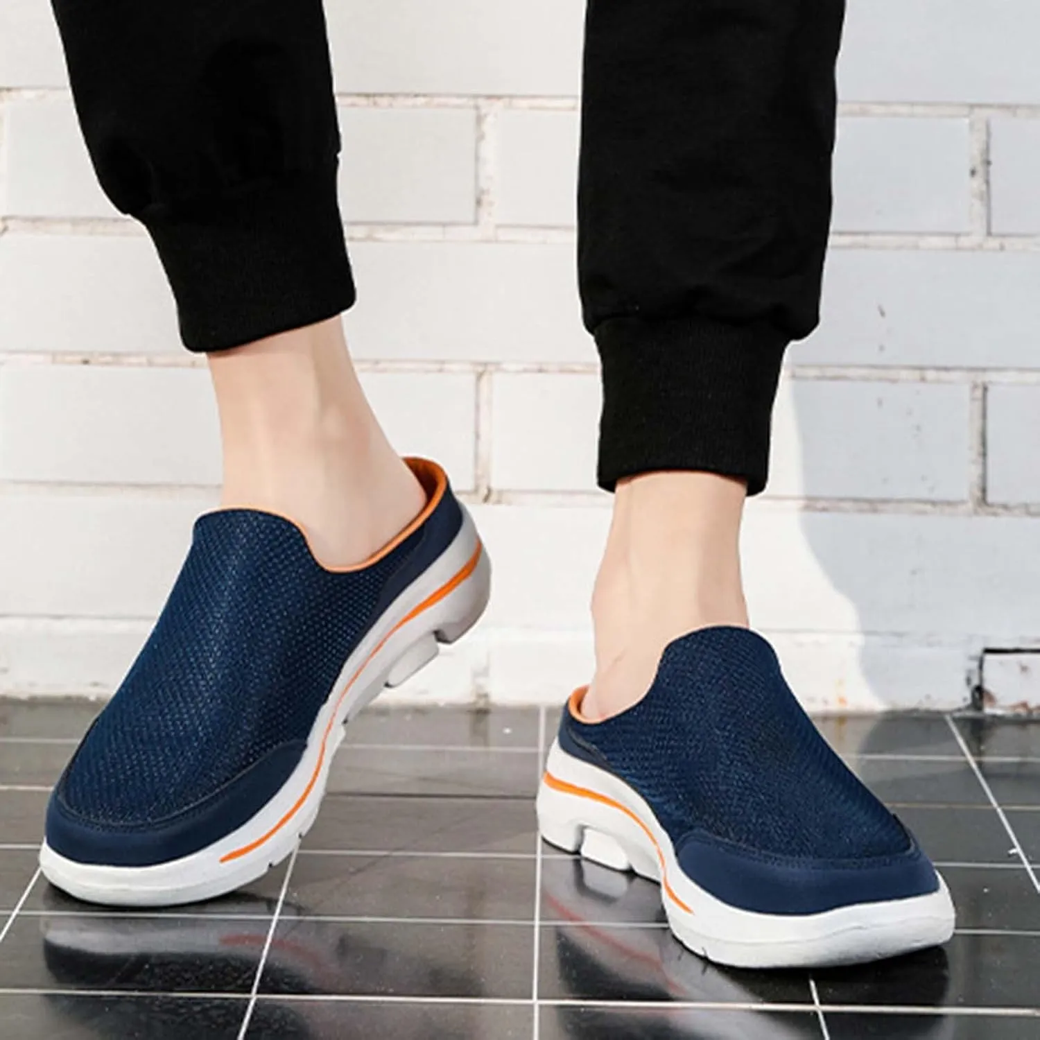Men's Breathable Barefoot Shoes Soft Flat Soled Slip On Mesh Heelless Walking Shoes Business Casual Shoes
