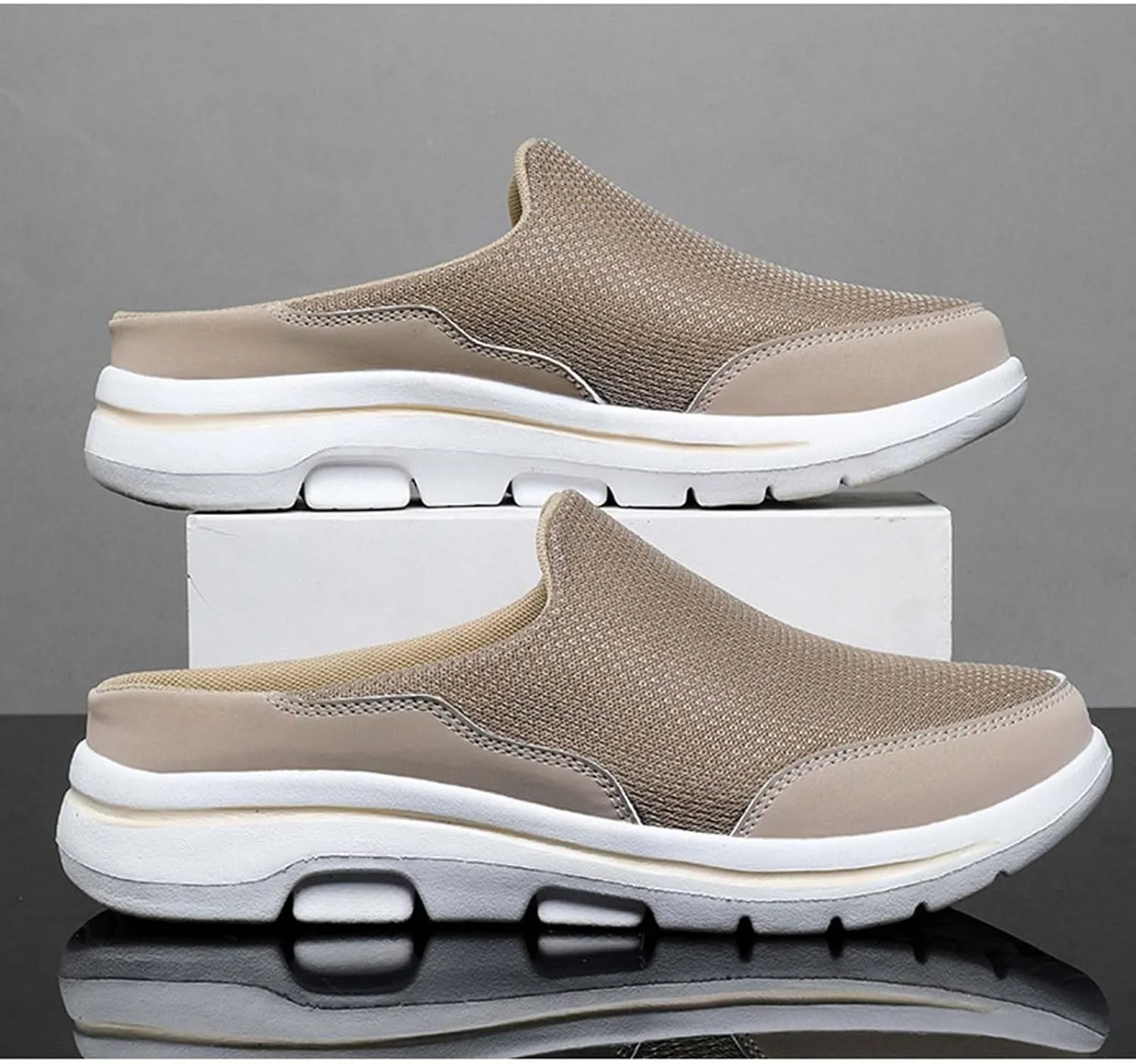Men's Breathable Barefoot Shoes Soft Flat Soled Slip On Mesh Heelless Walking Shoes Business Casual Shoes