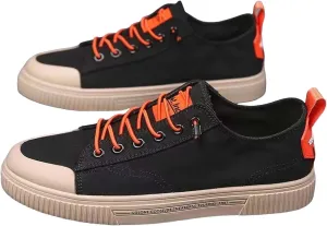 Men's Breathable Canvas Shoes Lace Up Walking Shoes Soft Flat Slip on Casual Comfortable Lightweight Dress