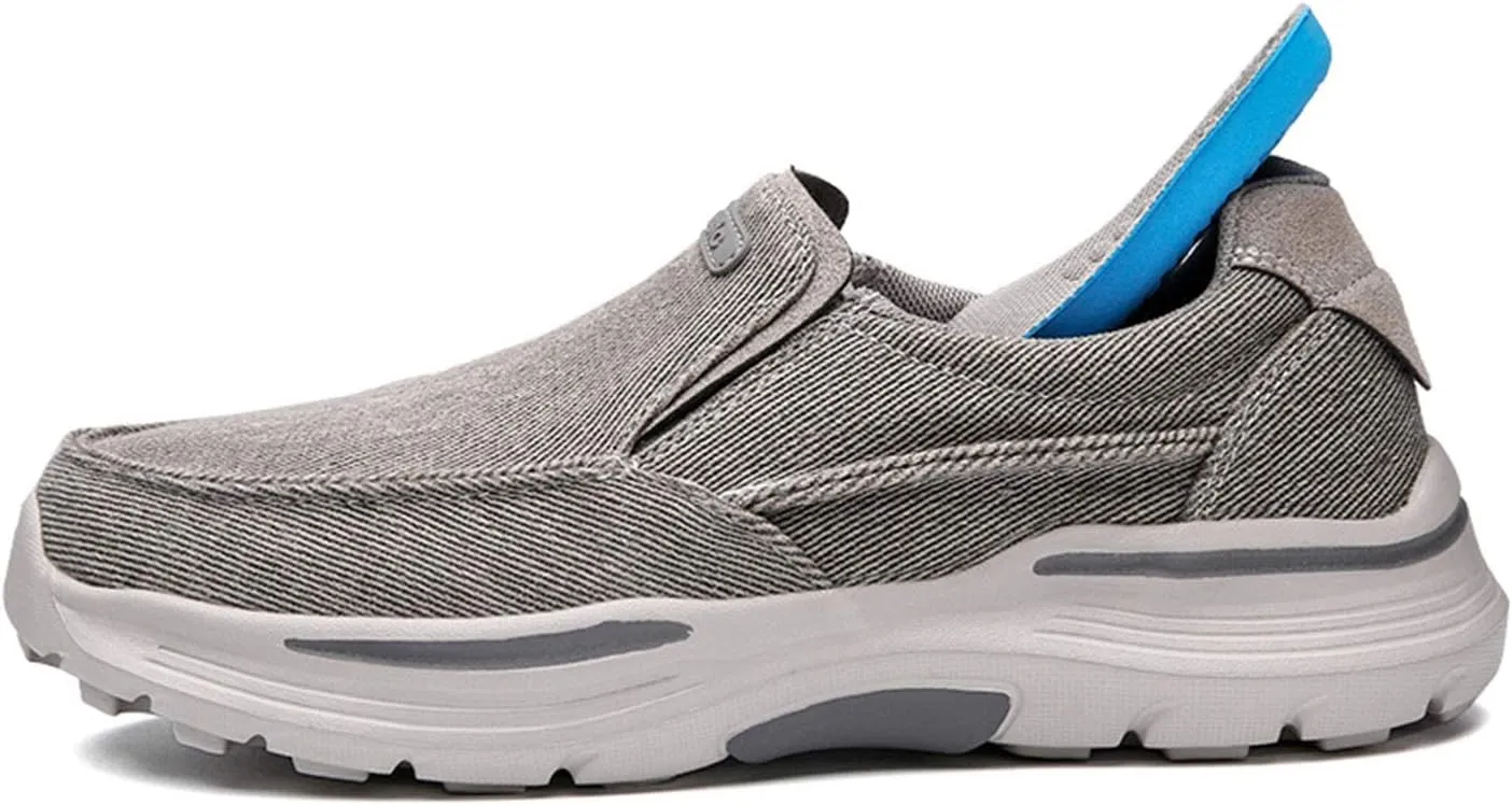 Men's Breathable Lightweight Slip-on Casual Walking Loafers,Outdoor Non-Slip Comfortable Driving Canvas Sneakers