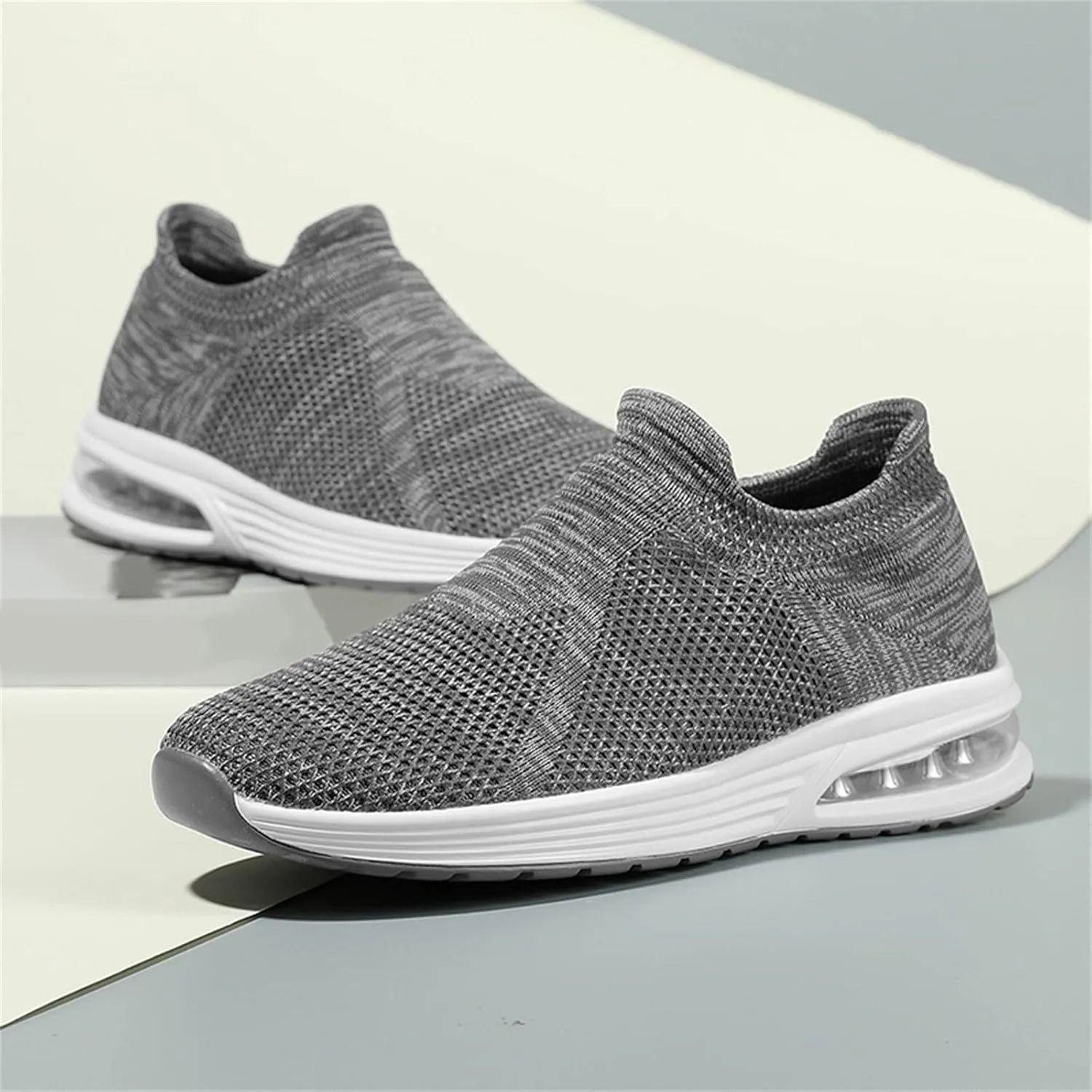 Men's Breathable Mesh Running Shoes Casual Sneaker Mesh Breathable Walking Shoe Convenient Elderly Slip on Shoes