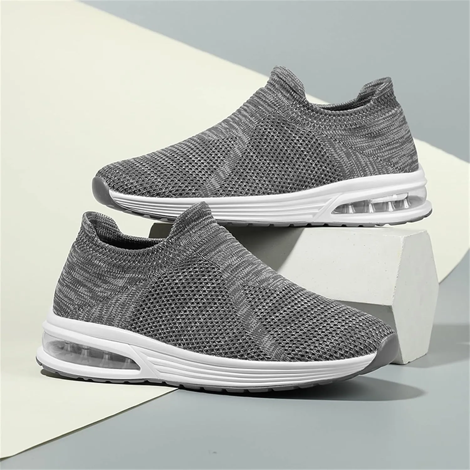 Men's Breathable Mesh Running Shoes Casual Sneaker Mesh Breathable Walking Shoe Convenient Elderly Slip on Shoes