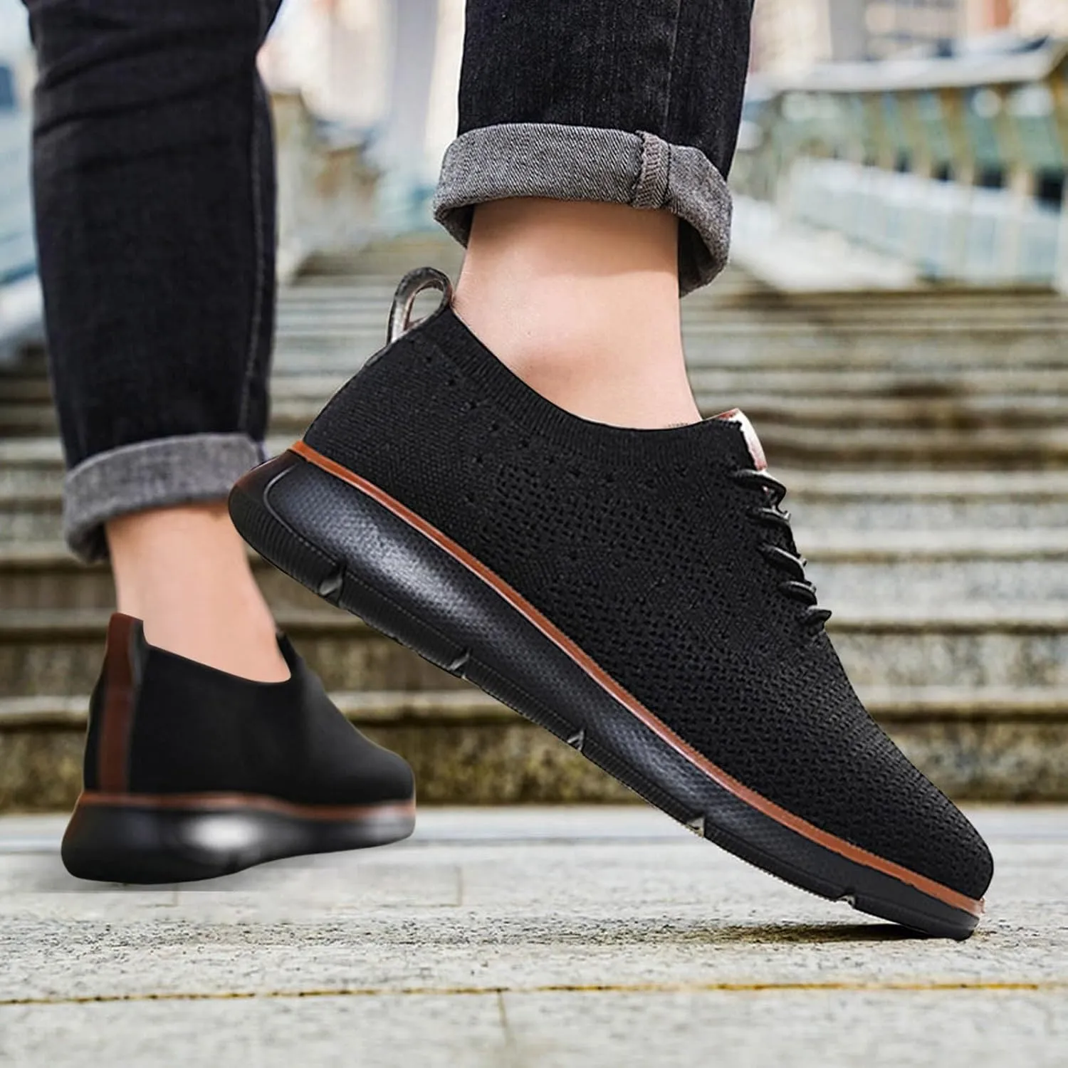 Men's Breathable Mesh Running Shoes Casual Sneaker Mesh Breathable Walking Shoe Men's Comfortable Barefoot Shoes