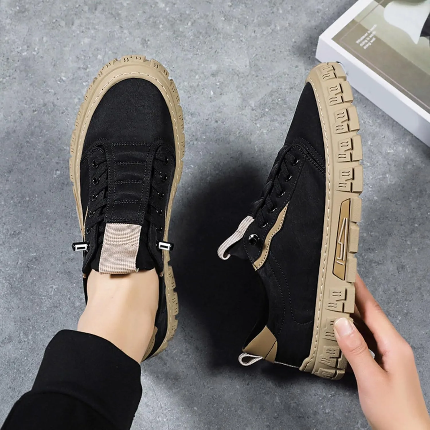 Men's Breathable Mesh Running Shoes Casual Sneaker Mesh Breathable Walking Shoe Men's Comfortable Canvas Shoes