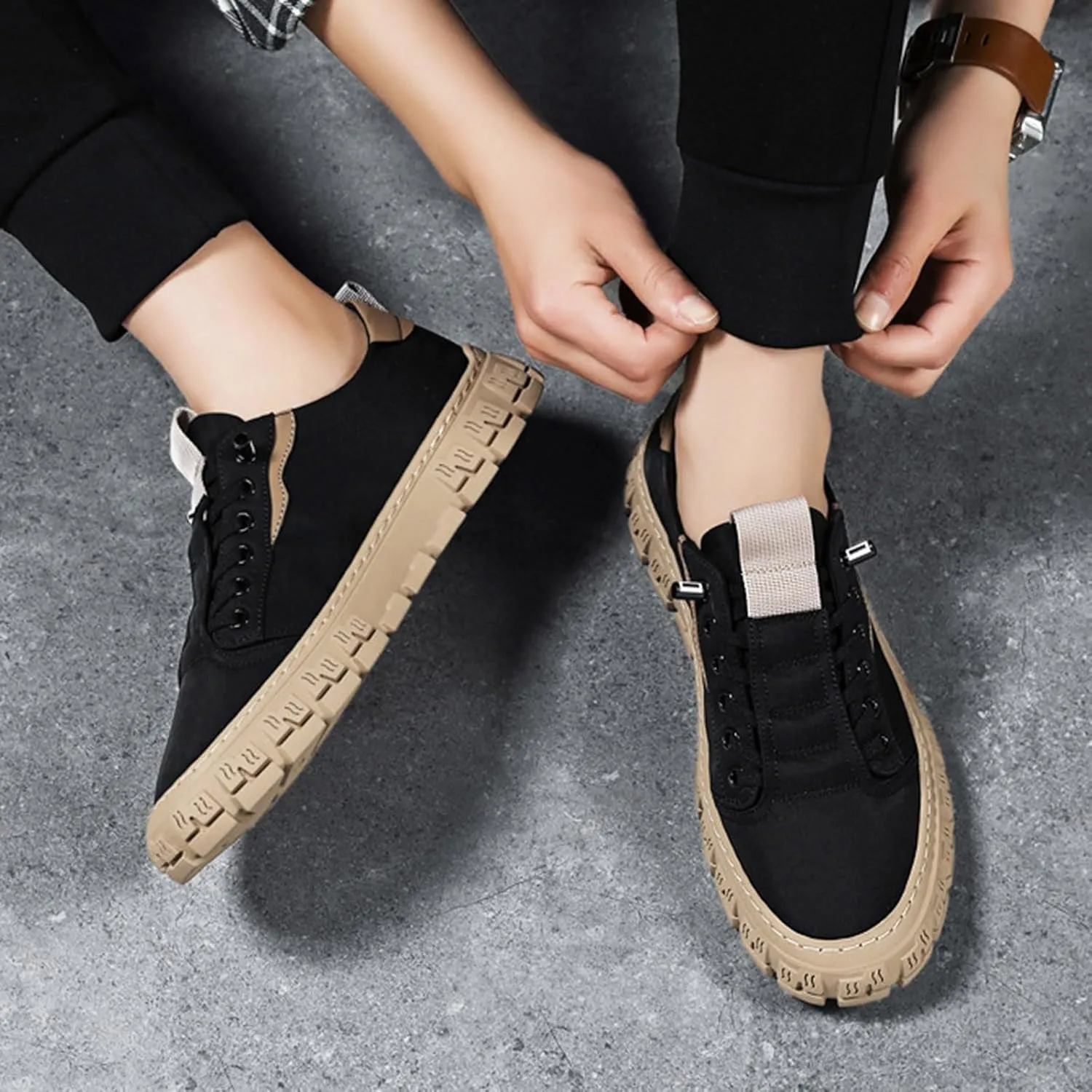 Men's Breathable Mesh Running Shoes Casual Sneaker Mesh Breathable Walking Shoe Men's Comfortable Canvas Shoes