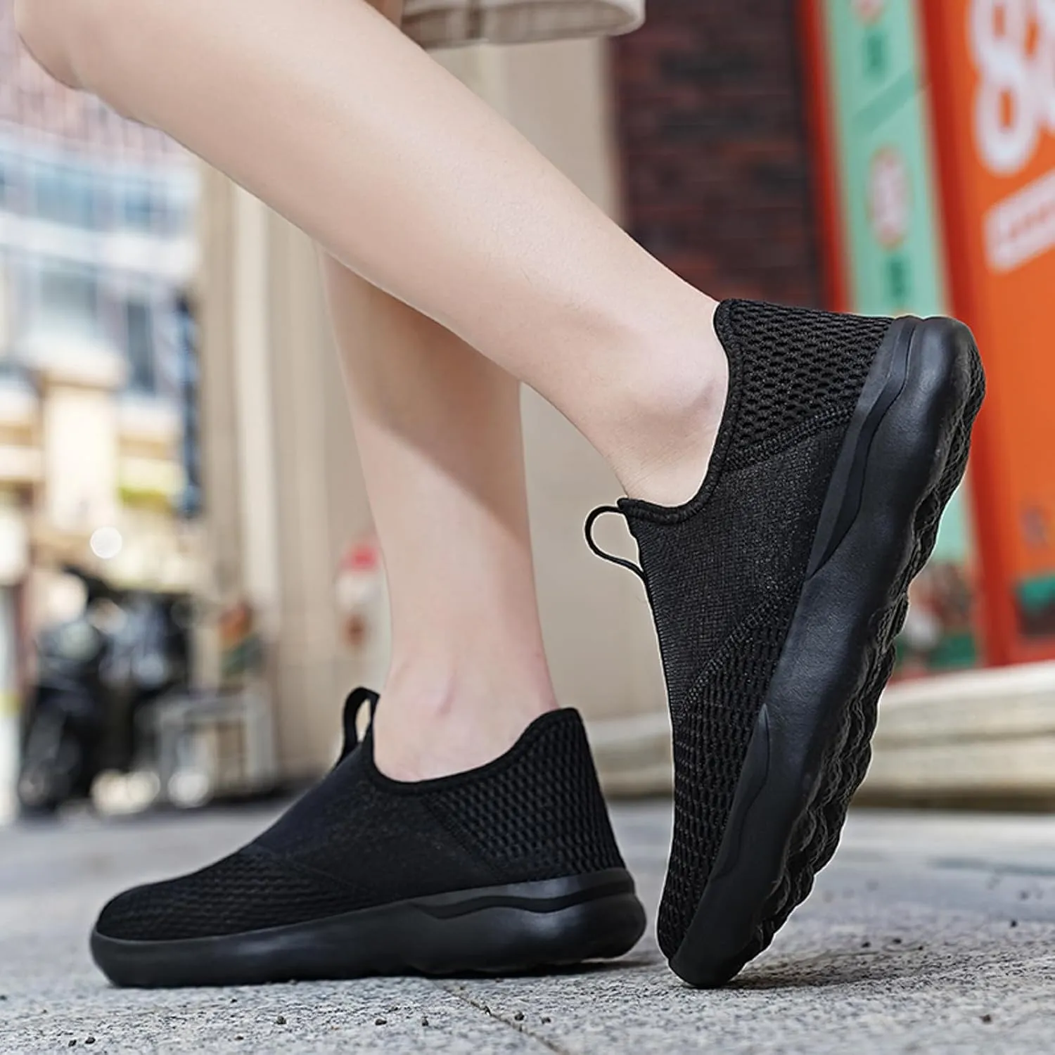 Men's Breathable Mesh Running Shoes Comfortable Breathable Lightweight Tennis Shoe Elastic Fly Woven Mesh Shoes