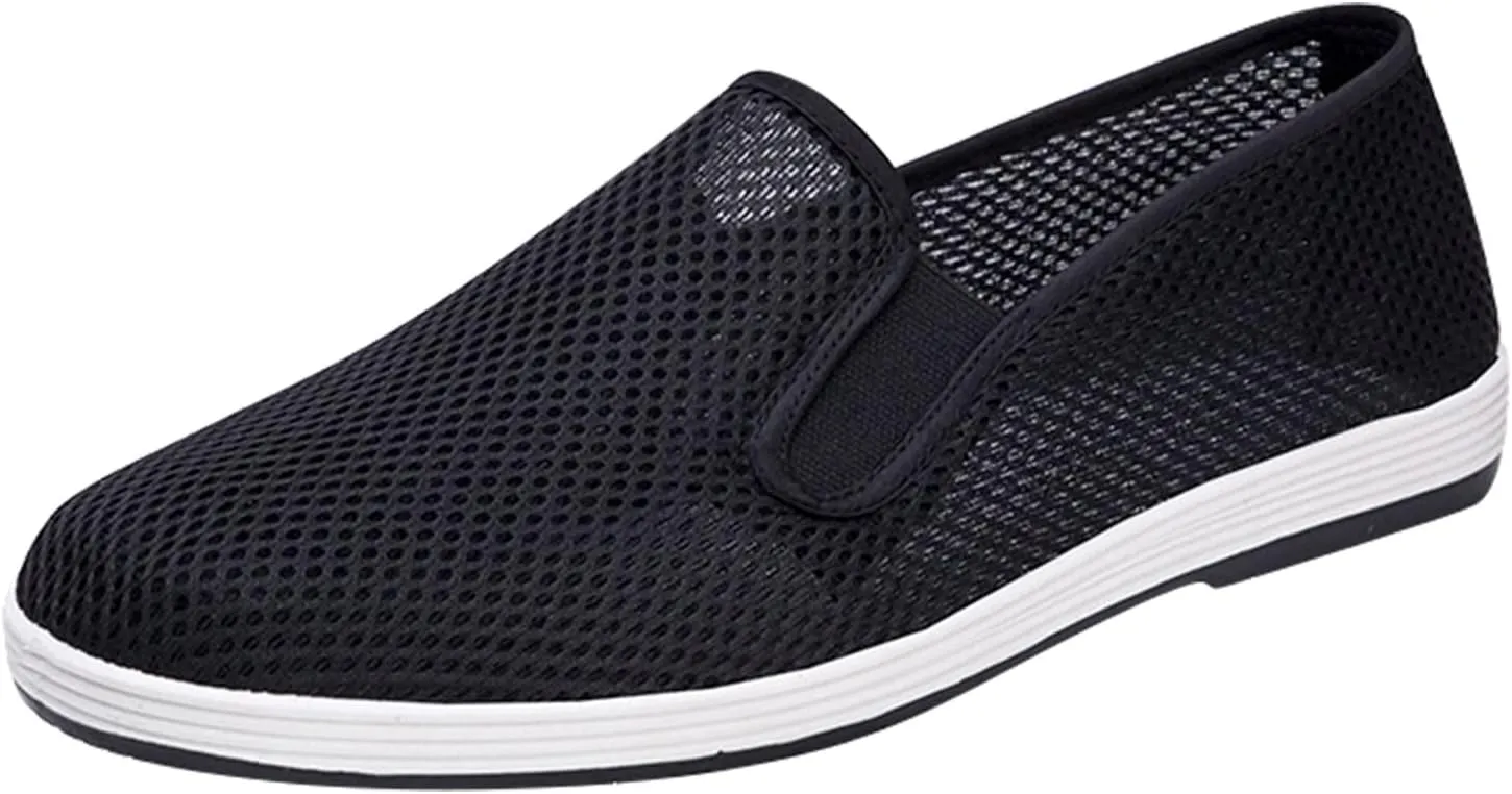 Men's Breathable Mesh Shoes Slip On Comfortable Shoes Lightweight Wide Walking Soft Flat Semi Casual for Men