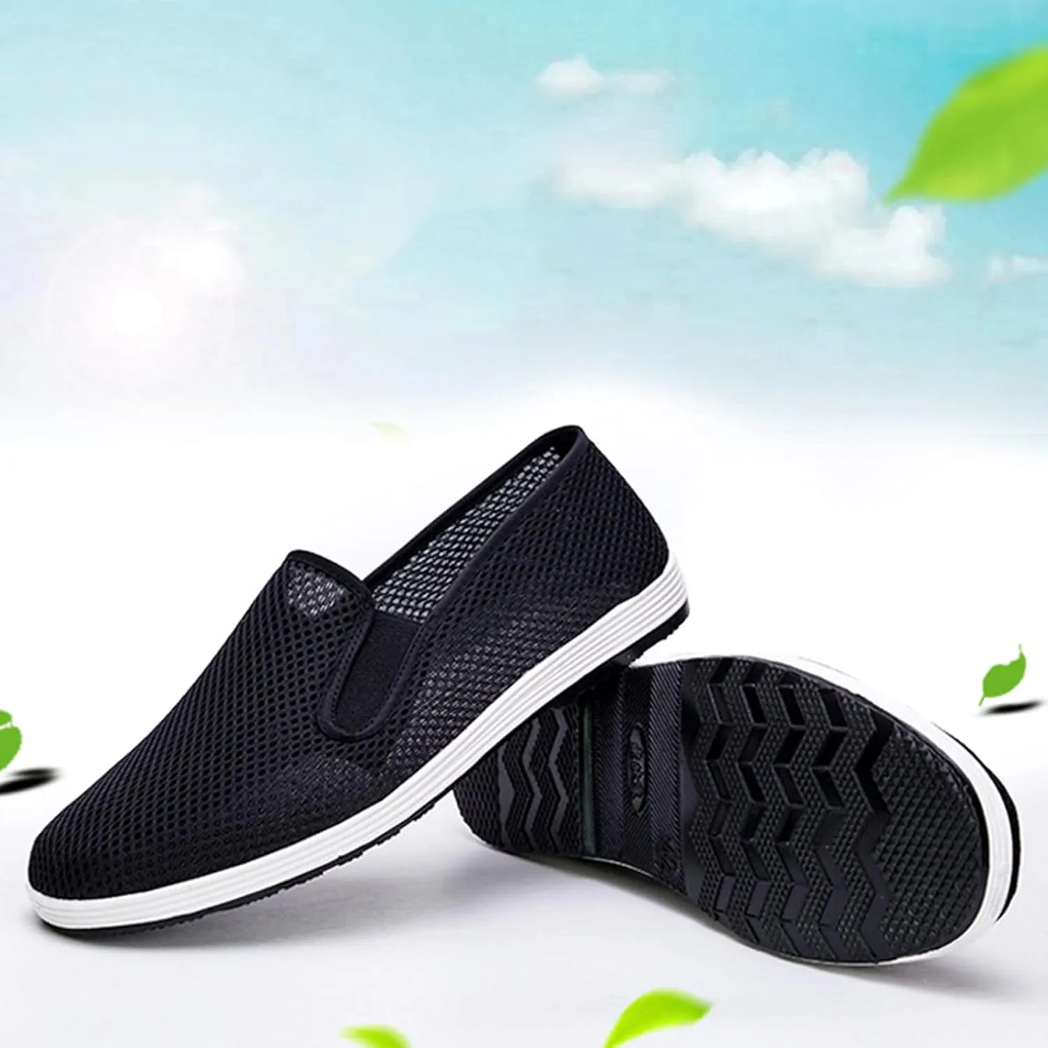 Men's Breathable Mesh Shoes Slip On Comfortable Shoes Lightweight Wide Walking Soft Flat Semi Casual for Men