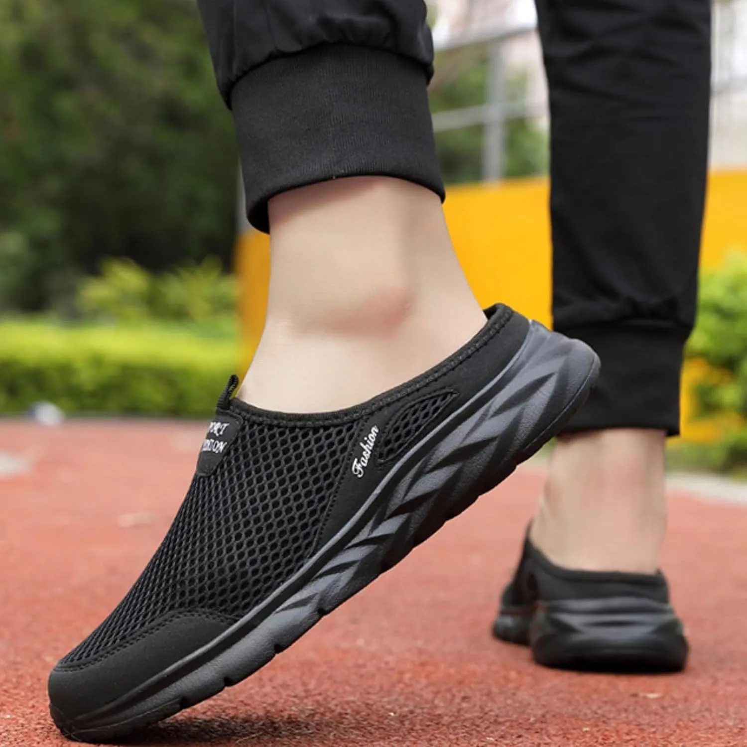 Mens Casual Shoes Fashion Men Mesh Slip On Flat Bottom Lightweight Mesh Breathable Slippers Wide Lightweight Breathable Fashion Solid Color Outdoor Walking Shoes
