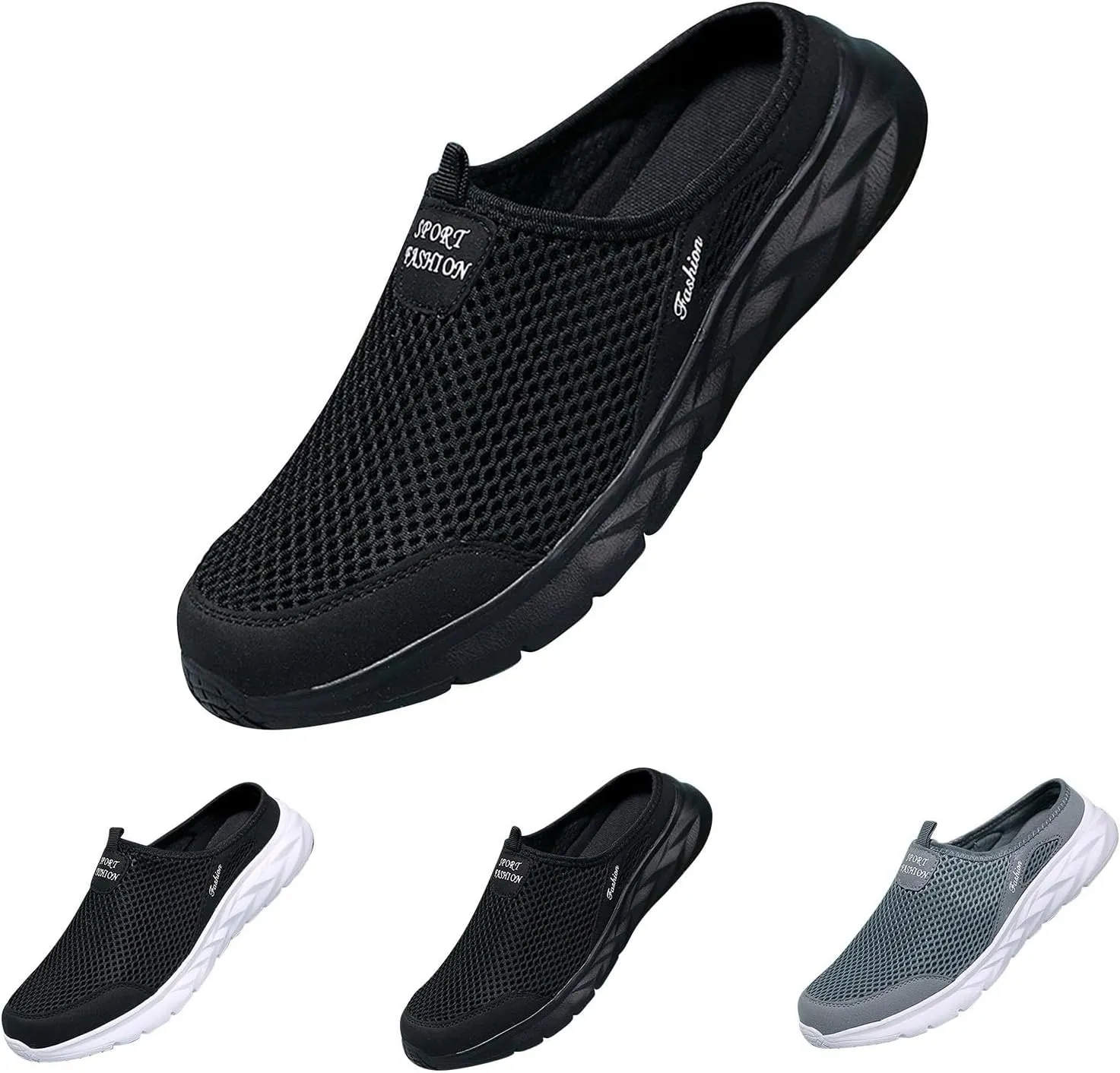 Mens Casual Shoes Fashion Men Mesh Slip On Flat Bottom Lightweight Mesh Breathable Slippers Wide Lightweight Breathable Fashion Solid Color Outdoor Walking Shoes