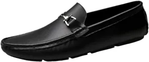 Men's Driving Moccasins Loafers - Round Toe Leather Slip-On Shoes, Lightweight, Anti-Slip, Flat Heel, Flexible Casual Walking Footwear