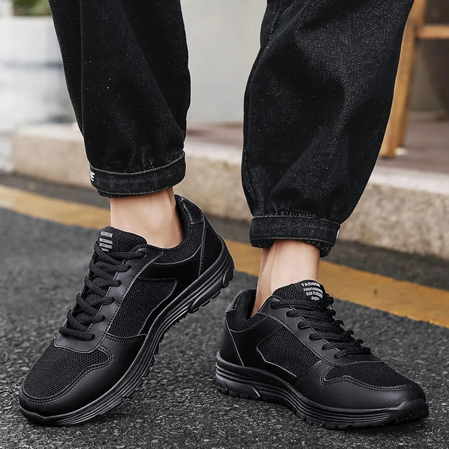 Men’s Everyday Sneakers Fashion Men Mesh Mountaineering Casual Sport Shoes Lace Up Solid Color Running Breathable Soft