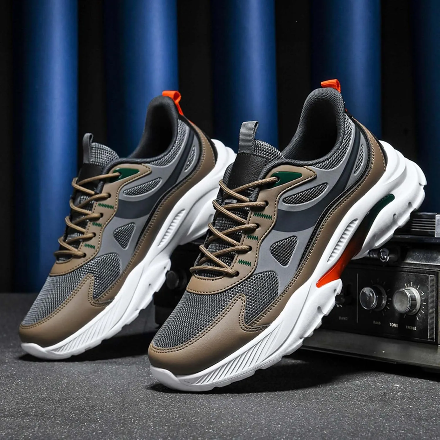Men's Fashion Basketball Shoes Breathable Mesh Sneakers Outdoor Non-Slip Cushioning Training Running Shoes Lightweight Casual Walking Shoes-6-15 US Sizes